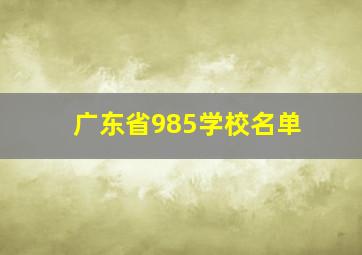 广东省985学校名单