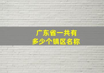 广东省一共有多少个镇区名称