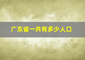 广东省一共有多少人口