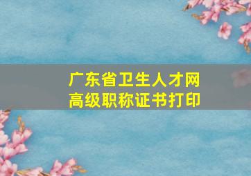 广东省卫生人才网高级职称证书打印