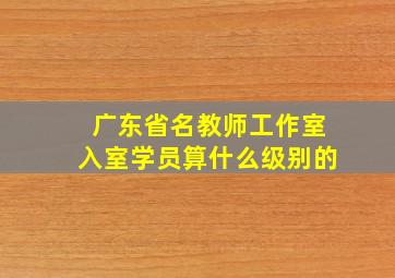 广东省名教师工作室入室学员算什么级别的