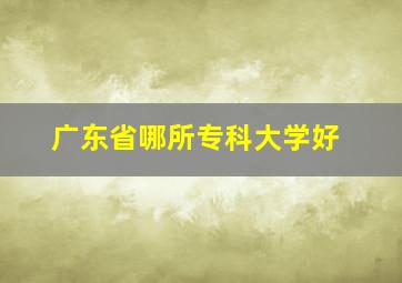 广东省哪所专科大学好