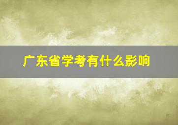 广东省学考有什么影响