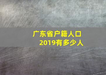 广东省户籍人口2019有多少人