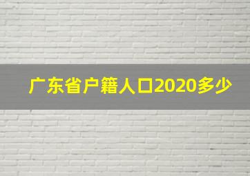 广东省户籍人口2020多少