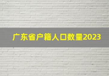 广东省户籍人口数量2023