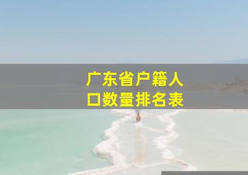 广东省户籍人口数量排名表