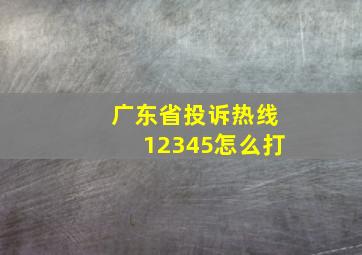 广东省投诉热线12345怎么打