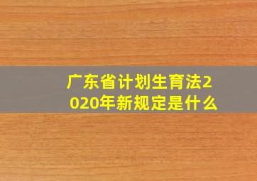 广东省计划生育法2020年新规定是什么