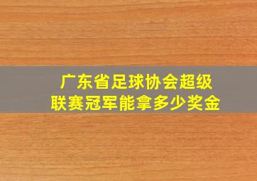 广东省足球协会超级联赛冠军能拿多少奖金