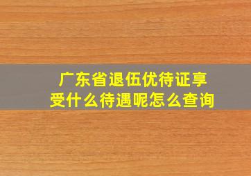 广东省退伍优待证享受什么待遇呢怎么查询