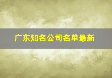 广东知名公司名单最新