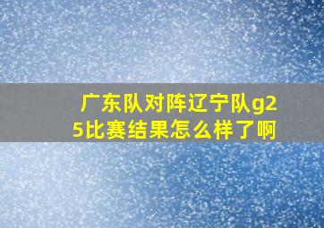 广东队对阵辽宁队g25比赛结果怎么样了啊