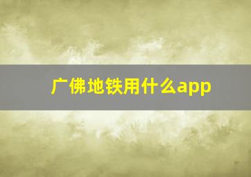 广佛地铁用什么app