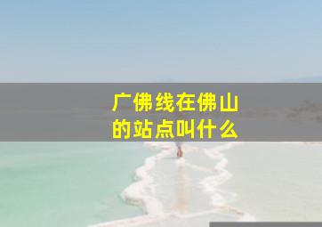 广佛线在佛山的站点叫什么