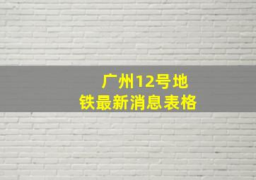 广州12号地铁最新消息表格