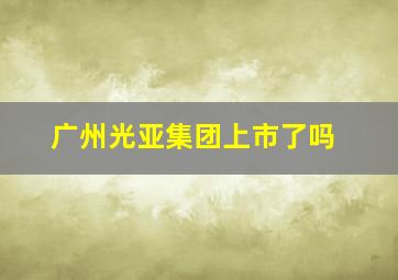 广州光亚集团上市了吗