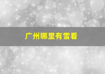 广州哪里有雪看