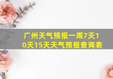 广州天气预报一周7天10天15天天气预报查询表