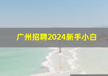 广州招聘2024新手小白