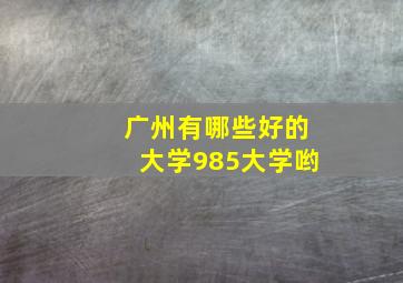 广州有哪些好的大学985大学哟