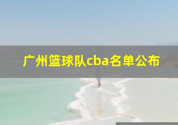 广州篮球队cba名单公布