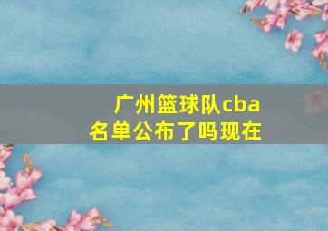 广州篮球队cba名单公布了吗现在