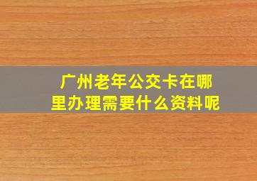 广州老年公交卡在哪里办理需要什么资料呢