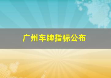 广州车牌指标公布