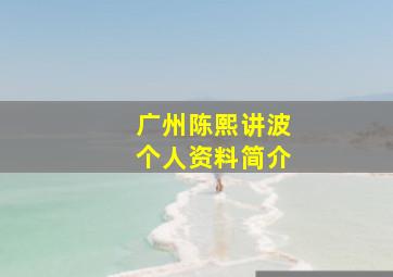 广州陈熙讲波个人资料简介