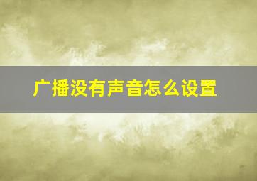 广播没有声音怎么设置