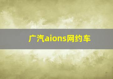 广汽aions网约车