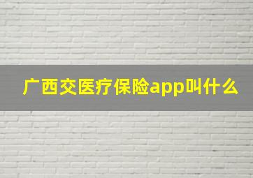 广西交医疗保险app叫什么