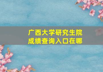 广西大学研究生院成绩查询入口在哪