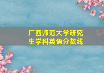 广西师范大学研究生学科英语分数线