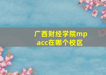 广西财经学院mpacc在哪个校区