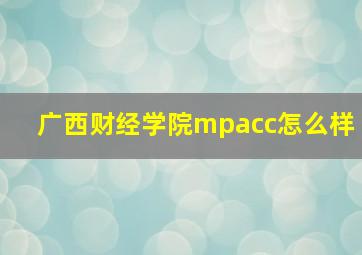 广西财经学院mpacc怎么样