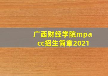 广西财经学院mpacc招生简章2021