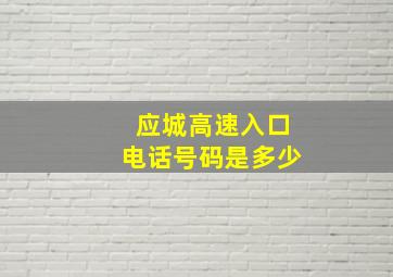 应城高速入口电话号码是多少