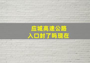 应城高速公路入口封了吗现在