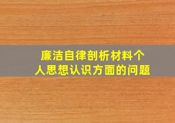 廉洁自律剖析材料个人思想认识方面的问题