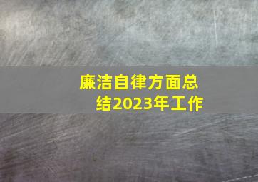 廉洁自律方面总结2023年工作