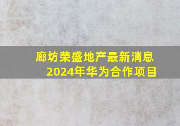 廊坊荣盛地产最新消息2024年华为合作项目