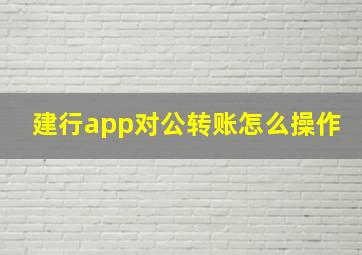 建行app对公转账怎么操作