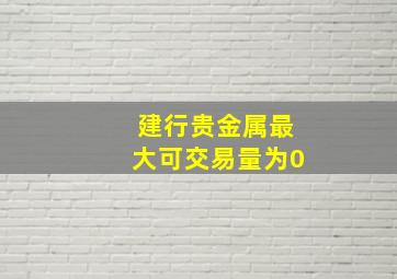 建行贵金属最大可交易量为0