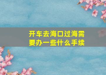 开车去海口过海需要办一些什么手续