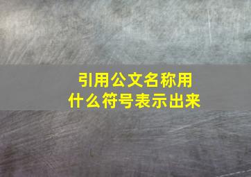 引用公文名称用什么符号表示出来