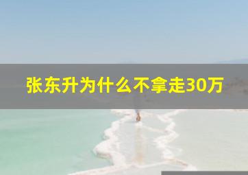 张东升为什么不拿走30万