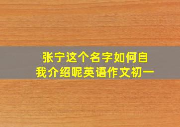 张宁这个名字如何自我介绍呢英语作文初一