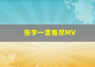 张宇一言难尽MV